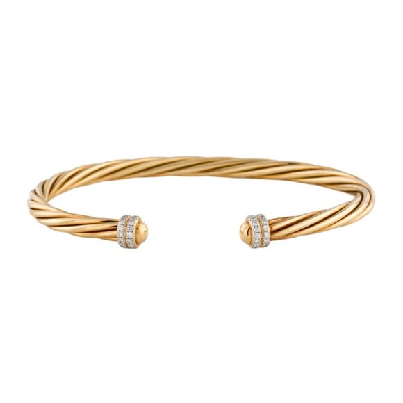 DAVID YURMAN 18K 750 YELLOW GOLD DIAMOND HELENA CUFF BRACELET - Picture 1 of 9